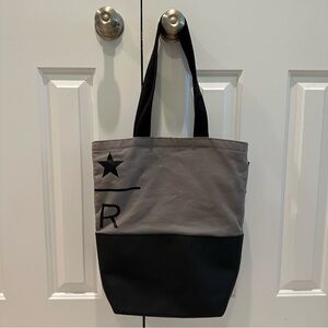 Starbucks Reserve Floral Lined Sturdy Gray & Black Tote Bag
